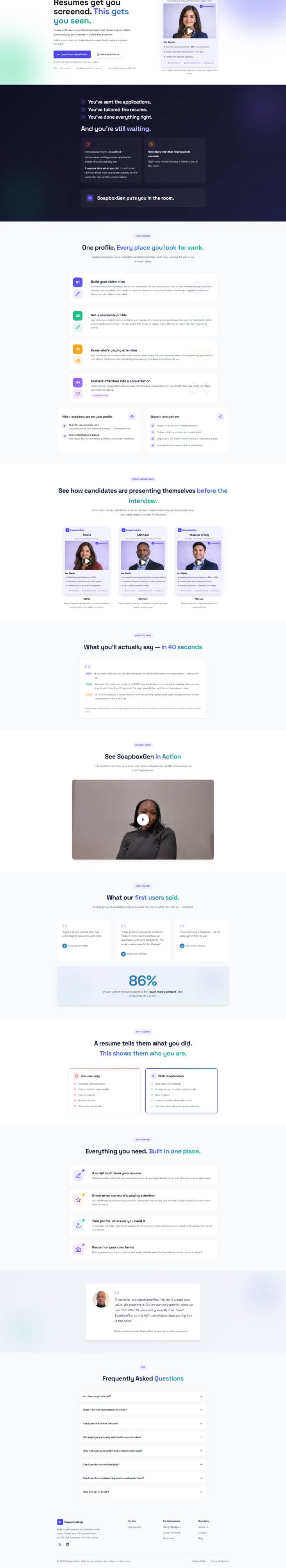 SoapboxGen video intro platform for job seekers