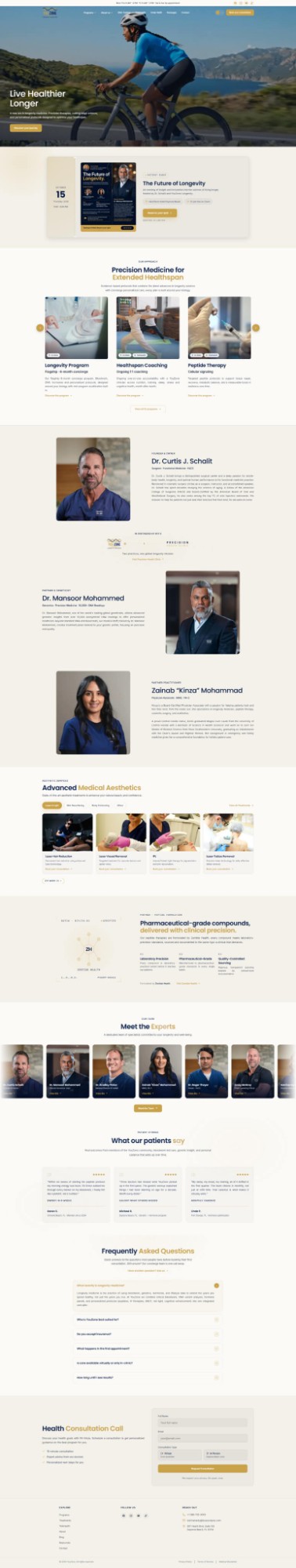 YouZone Longevity medicine clinic website home page